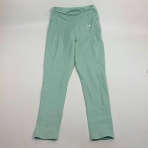GYMSHARK mint green Leggings White logo Size Small With stretch Pockets